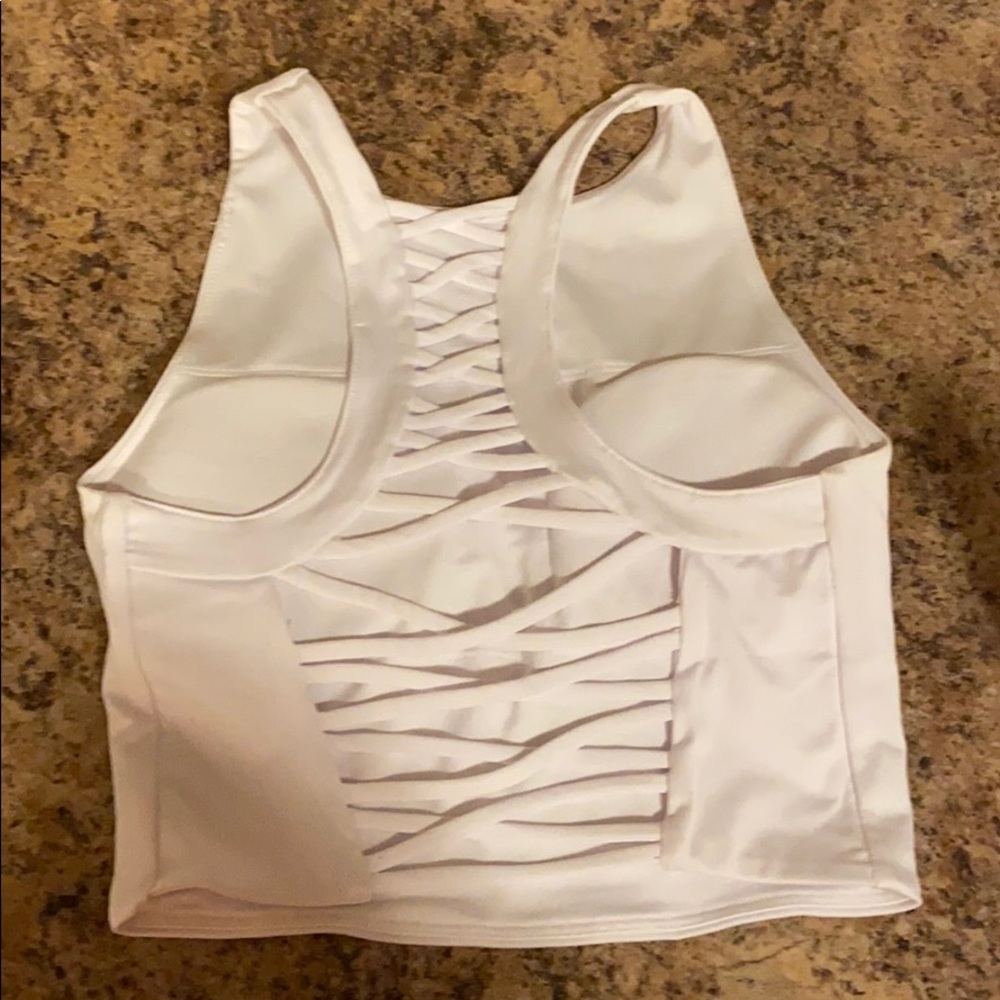 White crop workout top